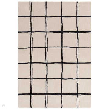 Albany Grid Modern Geometric Hand-Woven Wool Cream/Black Rug-Asiatic Carpets-Rug Love - The Most Loved Rug Store